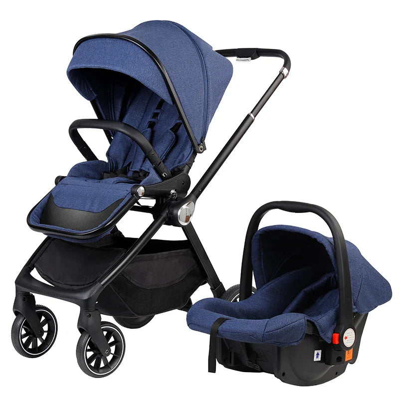 KTX-937747 Compact 2-in-1 Baby Pram with 360-Degree Functionality and Folding Design, Equipped with Five-Point Safety Belt