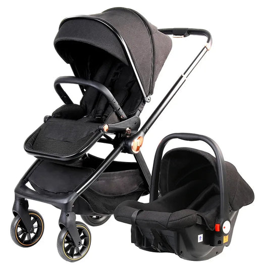 KTX-937747 Compact 2-in-1 Baby Pram with 360-Degree Functionality and Folding Design, Equipped with Five-Point Safety Belt