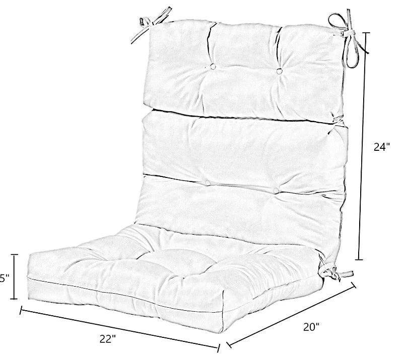 KTX-938067 High-Back Waterproof Outdoor Folding Chair Cushion with Non-Slip Design and Adjustable Strap