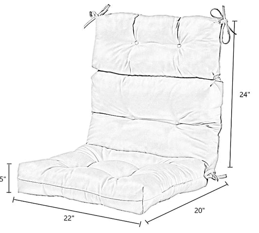 KTX-938067 High-Back Waterproof Outdoor Folding Chair Cushion with Non-Slip Design and Adjustable Strap