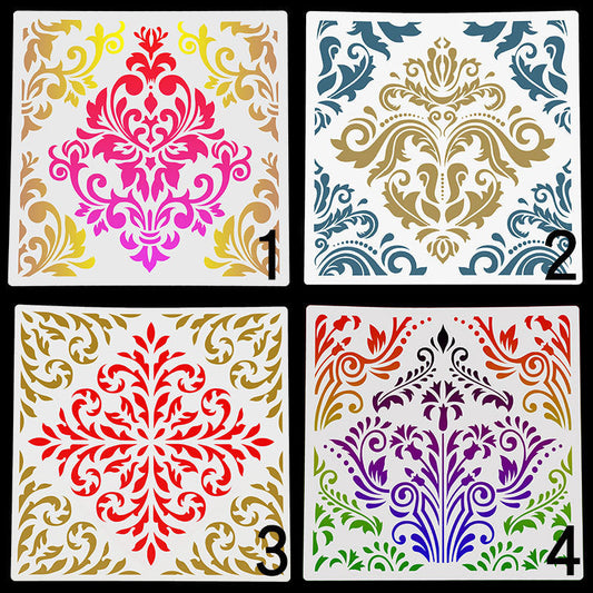 KTX-938643 Polygonal Painting Template for Wall Art - 30x30cm PET Stencils for Cake, Jewel, and Clay Decoration