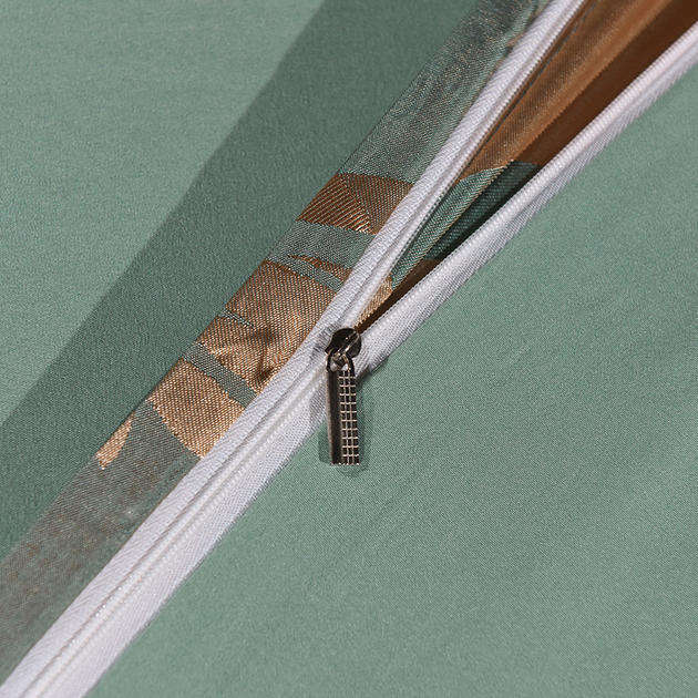 KTX-939027 Court Style Satin Jacquard Four-Piece Bed Sheet Set in British Fashion Green Camel