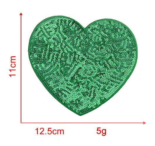KTX-939539 Sequin Heart Embroidery Patch with Hot Melt Adhesive for DIY Decorations