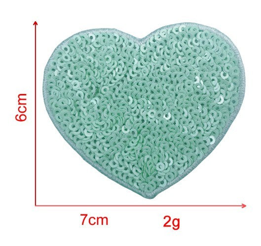 KTX-939539 Sequin Heart Embroidery Patch with Hot Melt Adhesive for DIY Decorations