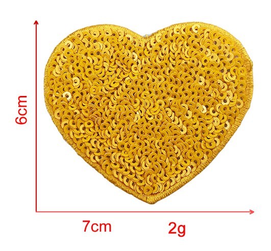 KTX-939539 Sequin Heart Embroidery Patch with Hot Melt Adhesive for DIY Decorations