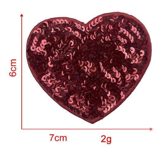 KTX-939539 Sequin Heart Embroidery Patch with Hot Melt Adhesive for DIY Decorations