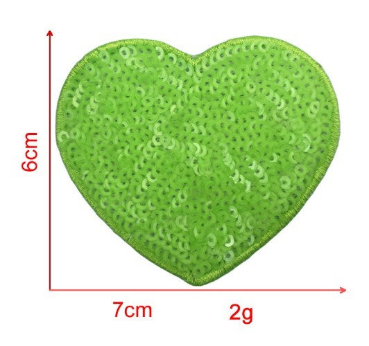 KTX-939539 Sequin Heart Embroidery Patch with Hot Melt Adhesive for DIY Decorations