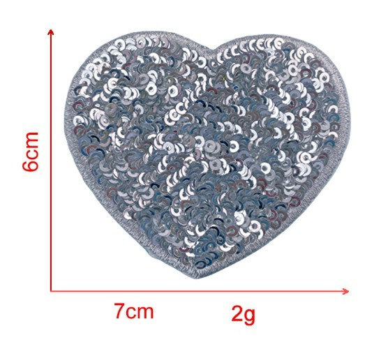 KTX-939539 Sequin Heart Embroidery Patch with Hot Melt Adhesive for DIY Decorations