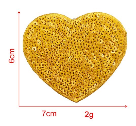 KTX-939539 Sequin Heart Embroidery Patch with Hot Melt Adhesive for DIY Decorations