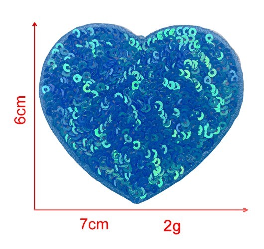 KTX-939539 Sequin Heart Embroidery Patch with Hot Melt Adhesive for DIY Decorations