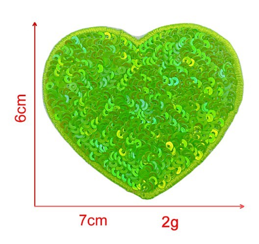 KTX-939539 Sequin Heart Embroidery Patch with Hot Melt Adhesive for DIY Decorations