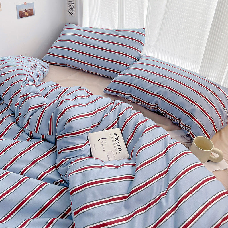 KTX-939667 Modern Minimalist Striped Duvet Cover Set - Three or Four Piece Options Available