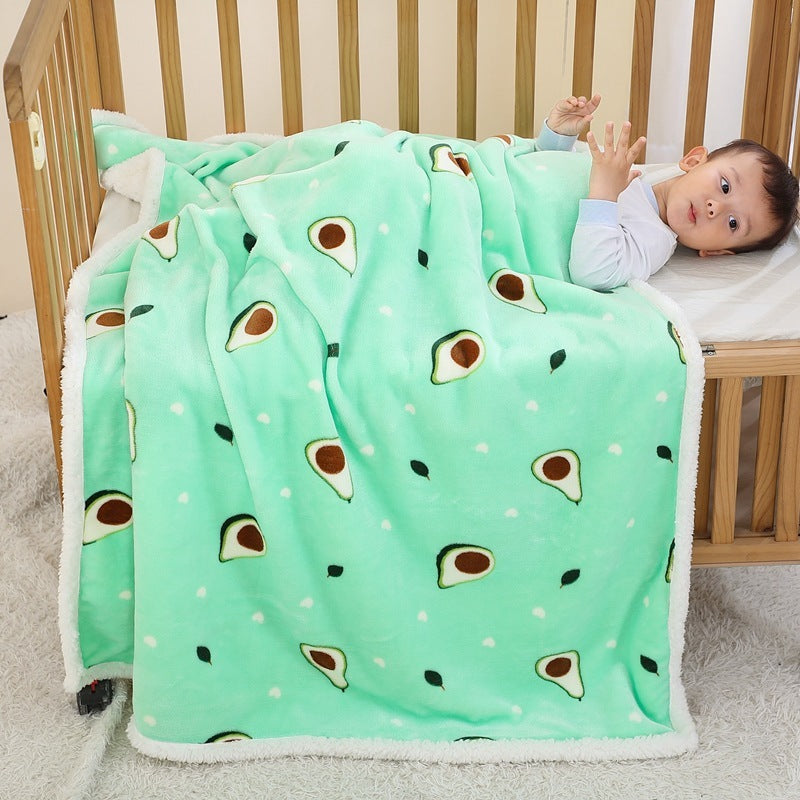 KTX-939859 Soft Avocado Coral Fleece Newborn Swaddling Blanket for All Seasons