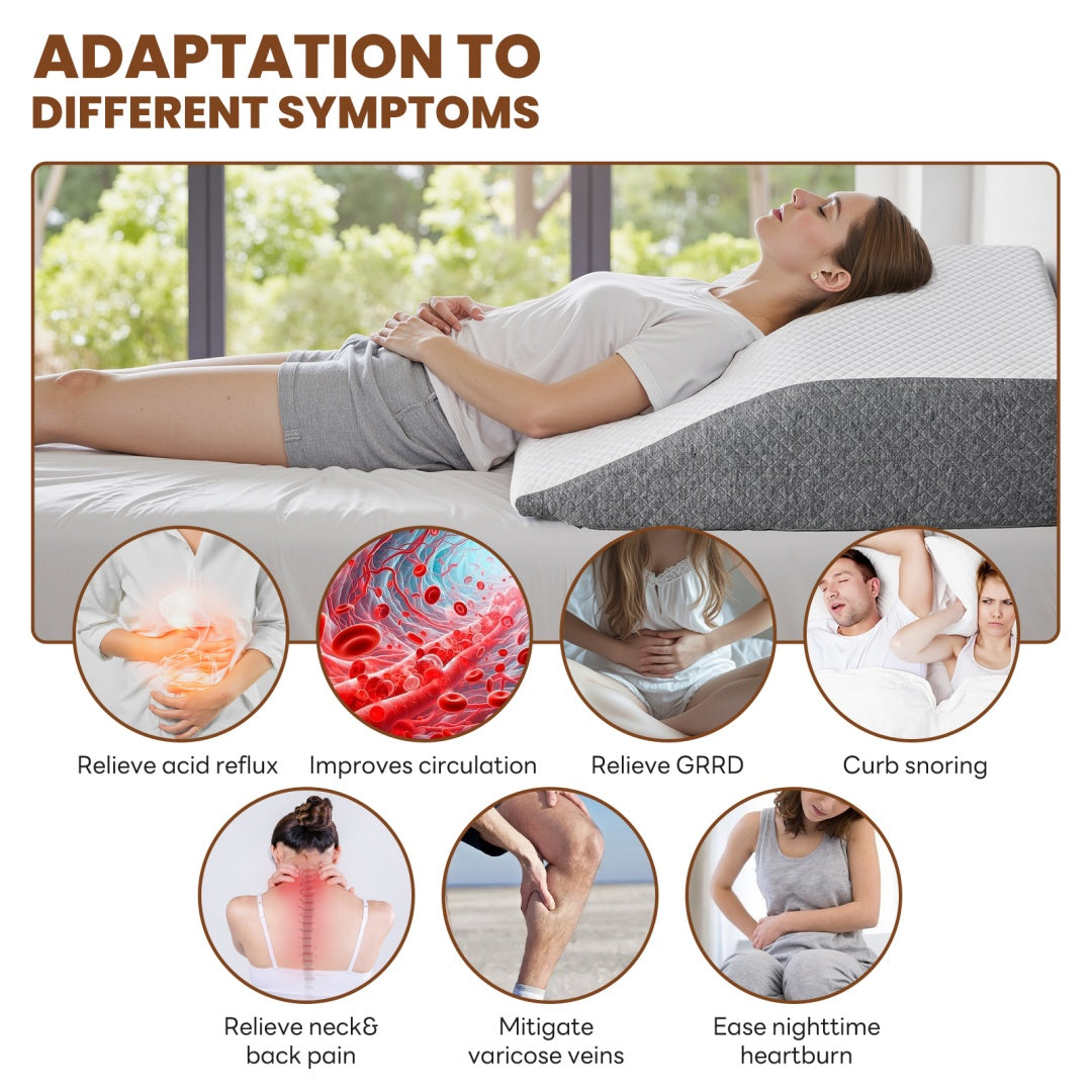 KTX-940691 Wedge Pillow with Memory Foam Support for Sleep, Reading, and Neck Relief