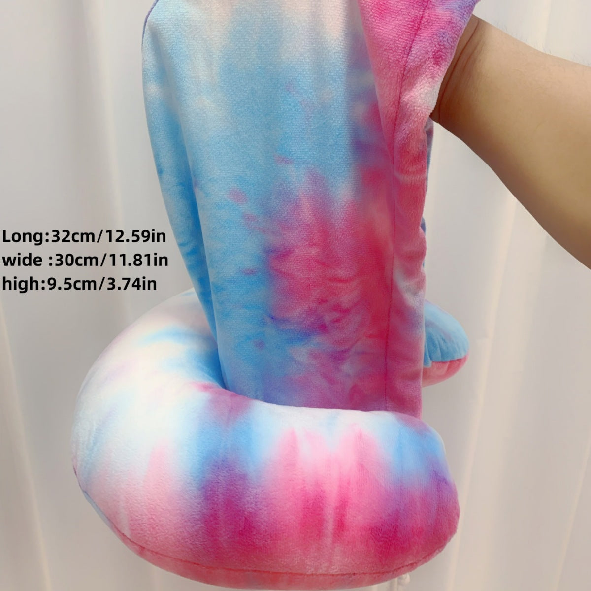 KTX-940819 Hooded U-Shape Nap Pillow with Headband Cap - Modern Tie-Dyed Design