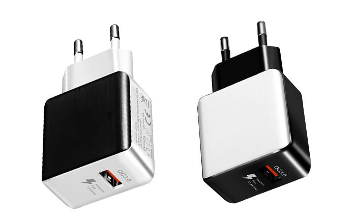 KTX-941075 18W Quick Charge 3.0 USB Wall Charger for iPhone, Samsung, Redmi, Huawei - Black/White