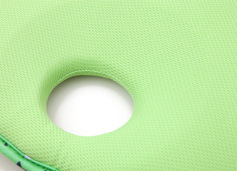 KTX-941843 Baby Bear Anti-Flat Head Pillow for Infants - Pure Cotton, Soft & Breathable, 0-2 Years, Green Leaf Design