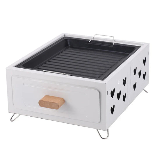 KTX-942675 Durable Square Charcoal Grill for Outdoor Camping and Beach Picnics