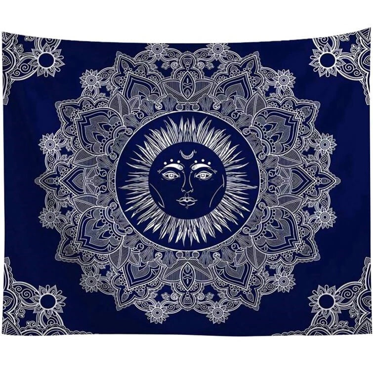KTX-942867 Blue Sun God Tapestry - 100% Polyester Wall Art for Home Decor