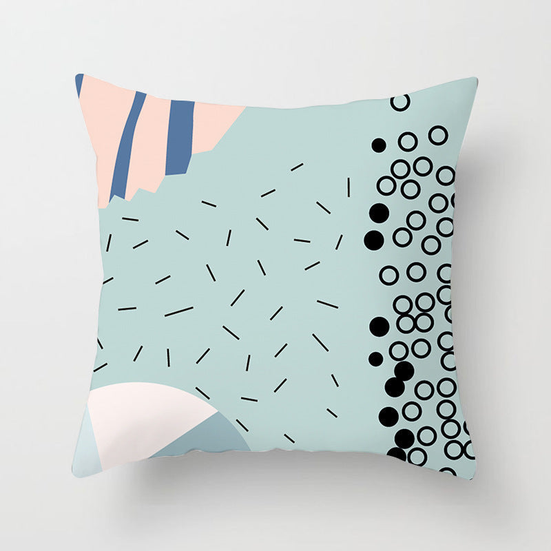 KTX-942995 Geometric Abstract Peachskin Decorative Pillowcase - 45x45cm for Home Decor
