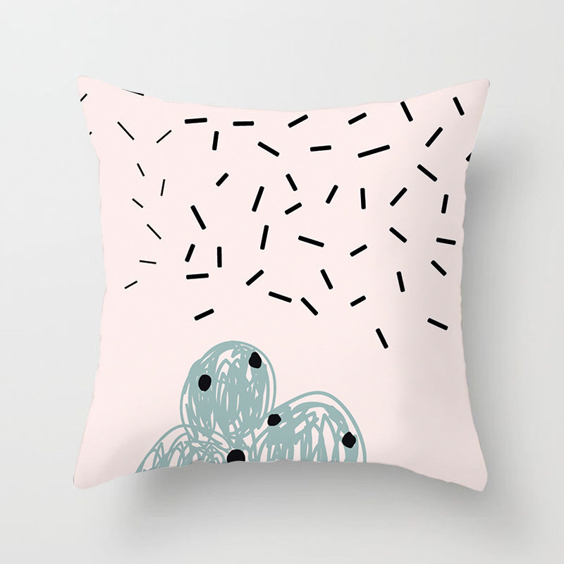 KTX-942995 Geometric Abstract Peachskin Decorative Pillowcase - 45x45cm for Home Decor