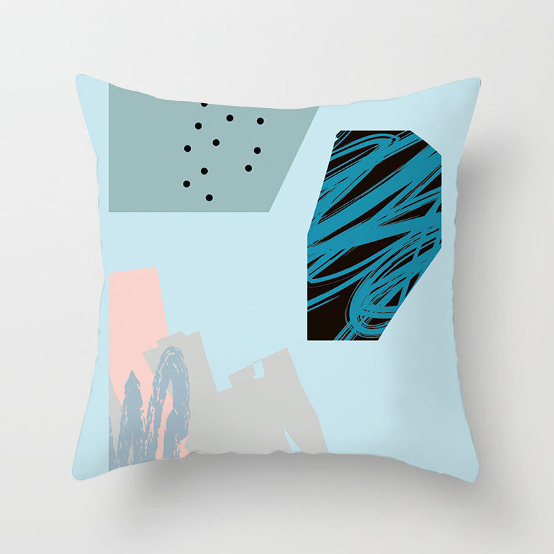 KTX-942995 Geometric Abstract Peachskin Decorative Pillowcase - 45x45cm for Home Decor