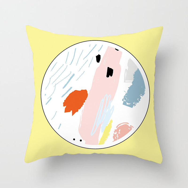 KTX-942995 Geometric Abstract Peachskin Decorative Pillowcase - 45x45cm for Home Decor