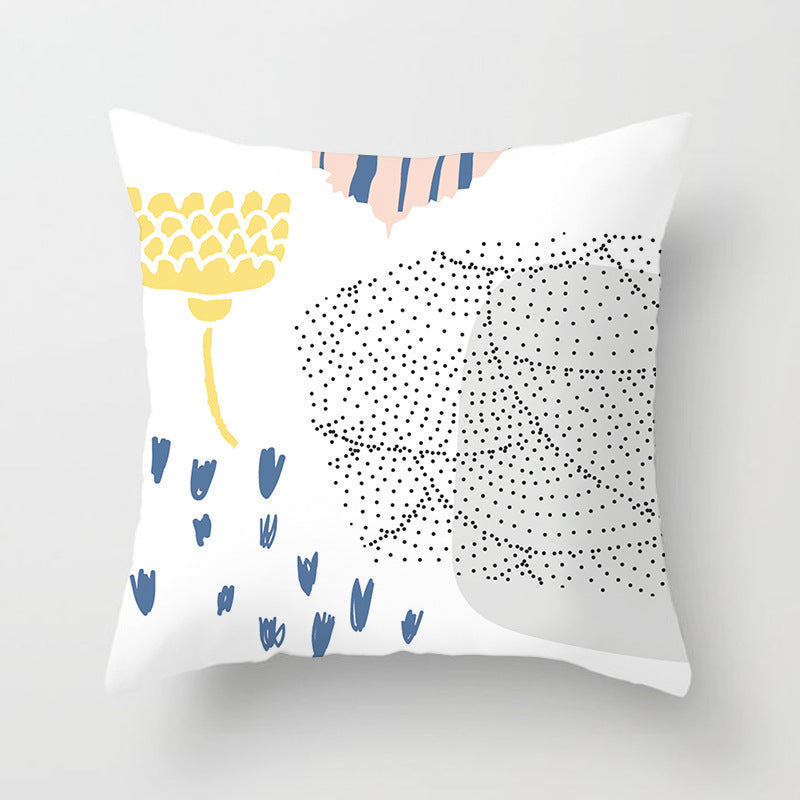 KTX-942995 Geometric Abstract Peachskin Decorative Pillowcase - 45x45cm for Home Decor