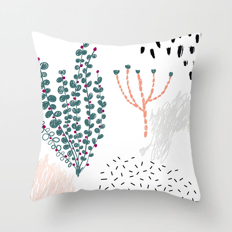 KTX-942995 Geometric Abstract Peachskin Decorative Pillowcase - 45x45cm for Home Decor