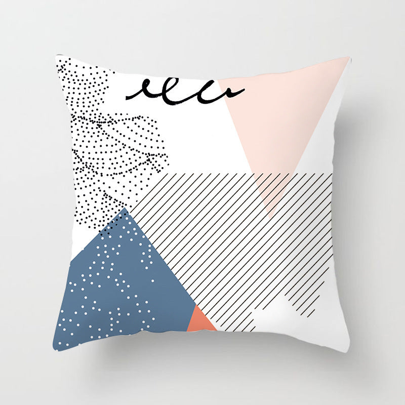 KTX-942995 Geometric Abstract Peachskin Decorative Pillowcase - 45x45cm for Home Decor