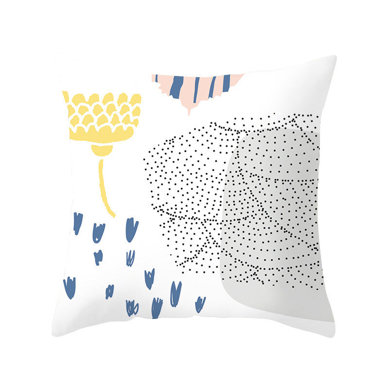 KTX-942995 Geometric Abstract Peachskin Decorative Pillowcase - 45x45cm for Home Decor