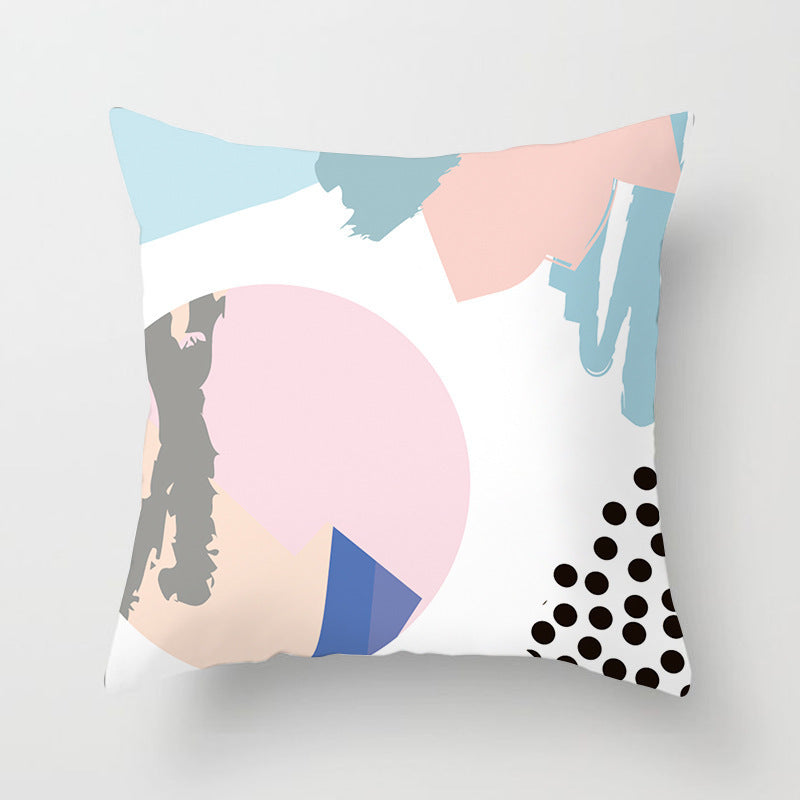 KTX-942995 Geometric Abstract Peachskin Decorative Pillowcase - 45x45cm for Home Decor