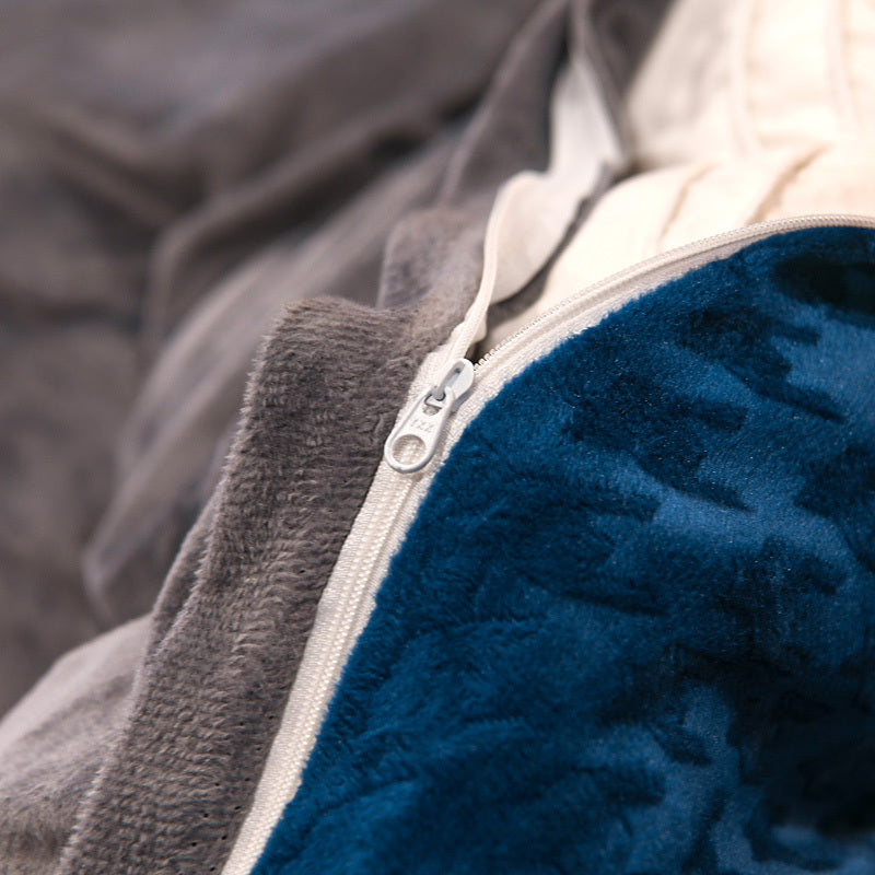 KTX-943315 Three-Dimensional Carved Velvet Four-Piece Bedding Set - Nordic Style, Houndstooth Patterns in Multiple Colors