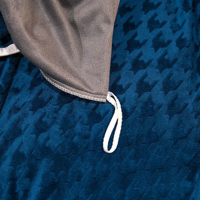 KTX-943315 Three-Dimensional Carved Velvet Four-Piece Bedding Set - Nordic Style, Houndstooth Patterns in Multiple Colors