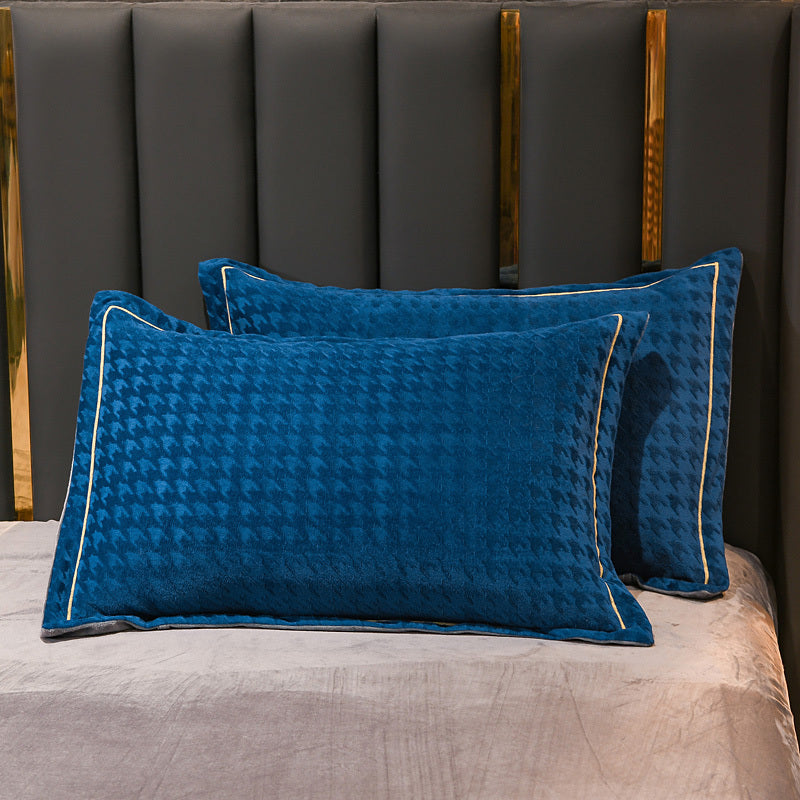 KTX-943315 Three-Dimensional Carved Velvet Four-Piece Bedding Set - Nordic Style, Houndstooth Patterns in Multiple Colors