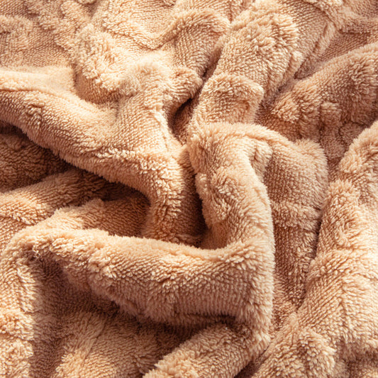 KTX-944275 Thickened Coral Velvet Air Conditioning Blanket in Solid Colors and Stripes