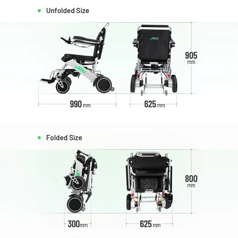 KTX-944339 Lightweight Aluminum Electric Wheelchair with Foldable Design, 120 KG Capacity and 20 km Range