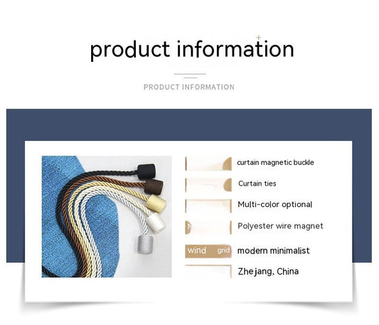 KTX-945171 Magnetic Curtain Strap Bands – Modern Installation-Free Design, Various Colors