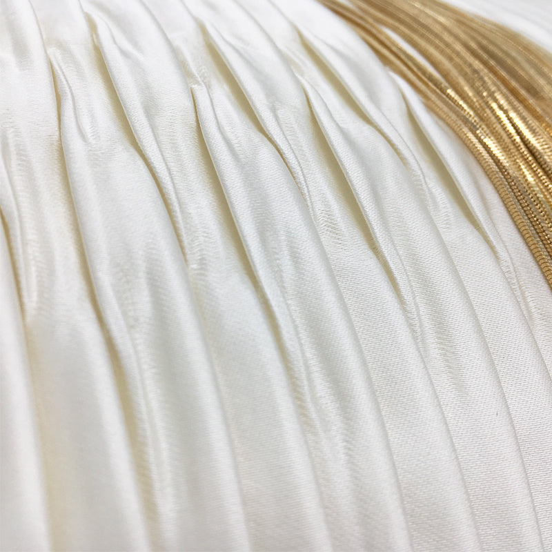 KTX-945299 Pearl White Cotton Tassel Throw Pillow - Modern Decorative Waist Cushion 30x50cm