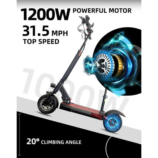 KTX-945491 Electric Kick Scooter, 1200W Motor, 60km Range, 55km/h Speed, Full Suspension, Waterproof, Foldable Design