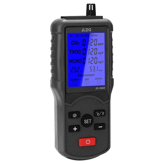 KTX-945811 Air Quality Tester with LCD - CO2, TVOC, HCHO Meter, Thermometer, and Humidity Monitor with Lithium Battery