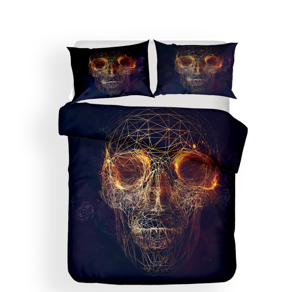 KTX-946451 3D Digital Printing Skull Bedding Set - Personalized Polyester Sheets for 1.5m and 1.8m Beds