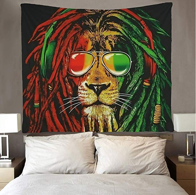KTX-947475 Lion King Tapestry Wall Art - Polyester Hippie Style European Decor