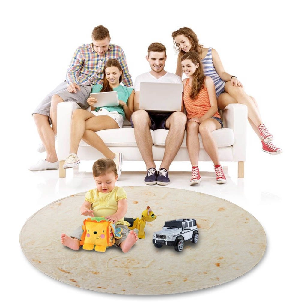 KTX-948499 Cozy Round Flannel Burrito Blanket – Super Soft Microfiber Travel Throw for All Seasons