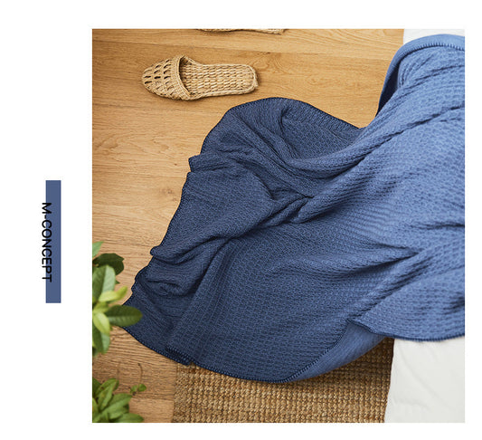 KTX-949075 Cozy Cotton Waffle Knitted Blanket for Office Naps - 130x160CM, Available in Multiple Colors