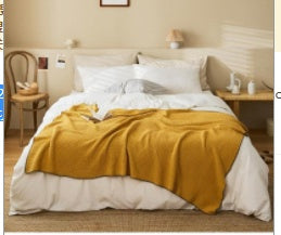 KTX-949075 Cozy Cotton Waffle Knitted Blanket for Office Naps - 130x160CM, Available in Multiple Colors