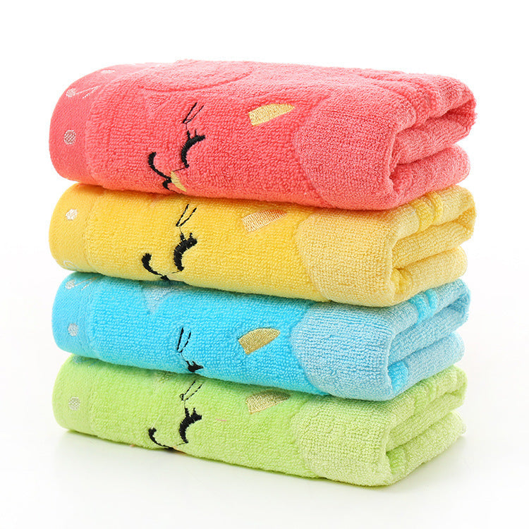 KTX-949651 Bamboo Fiber Cat Design Small Towel - 25x50 cm, Soft & Absorbent Construction