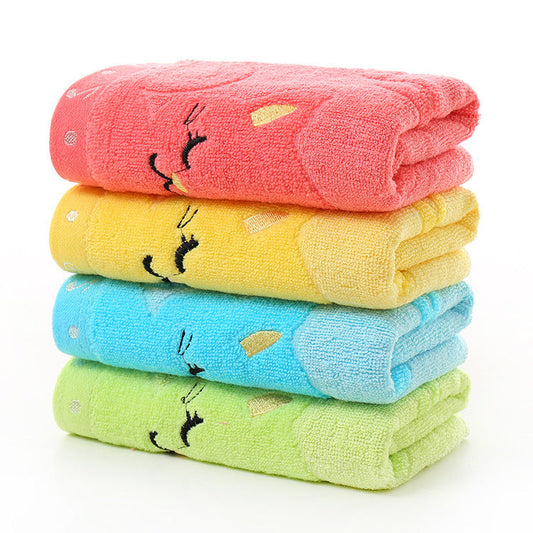 KTX-949651 Bamboo Fiber Cat Design Small Towel - 25x50 cm, Soft & Absorbent Construction