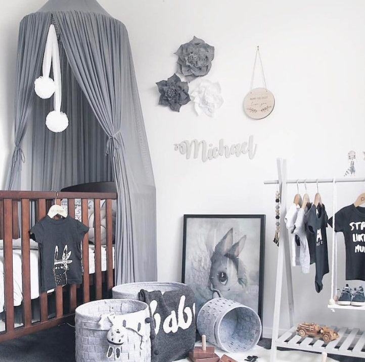 KTX-951699 Children's Hanging Dome Mosquito Net Tent for Summer - Decorative Bed Canopy in Pink, Gray, Blue, White, Ginger, Lavender