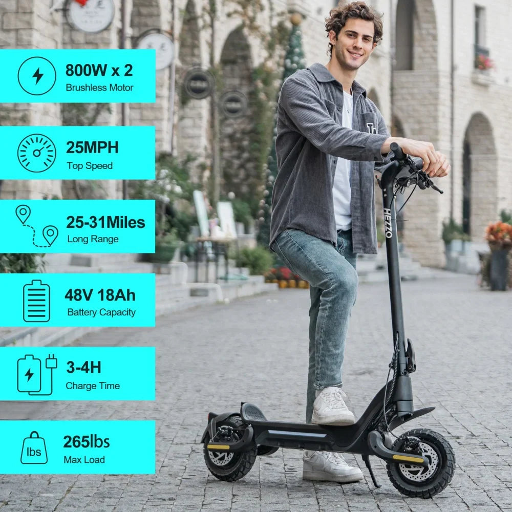 KTX-952723 48V Electric Kick Scooter, Foldable Dual Motor Mobility Scooter, 40-50km Range, 45km/h Max Speed, Full Suspension, 10 Inch Tires, App Control